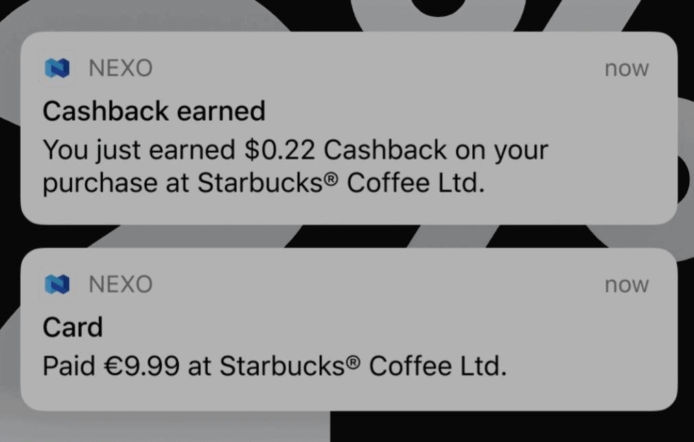 Cashback Notifications On Nexo Mobile App