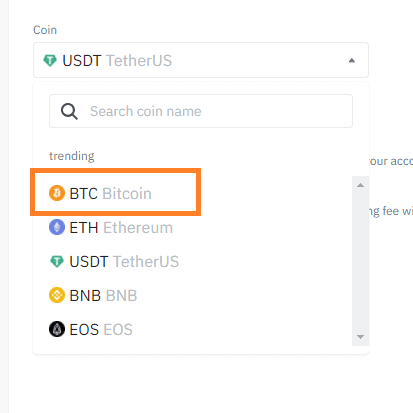 Select Bitcoin