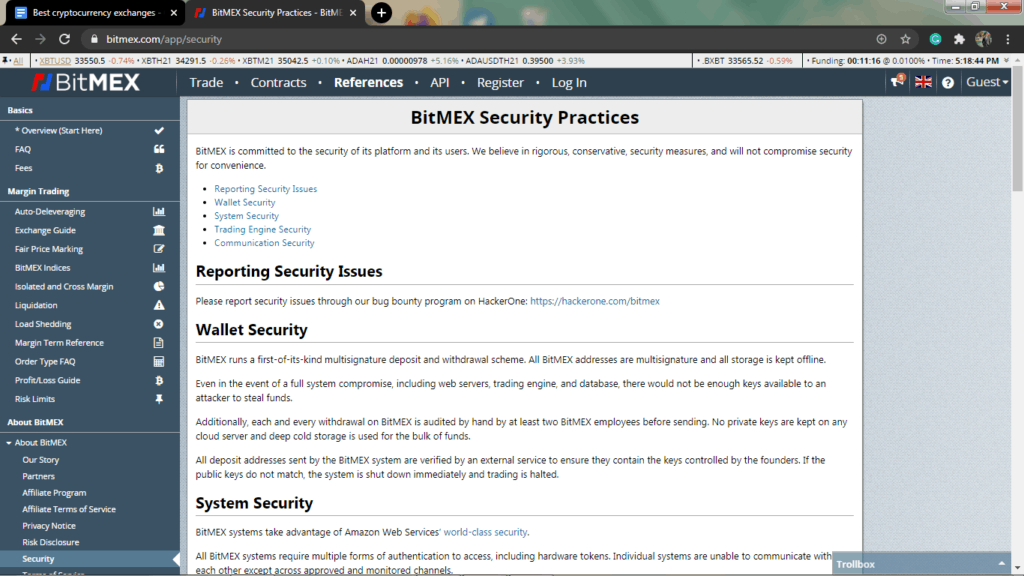 Bitmex Security Practices