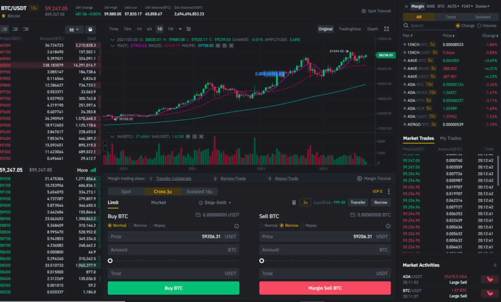 margin trading binance fees