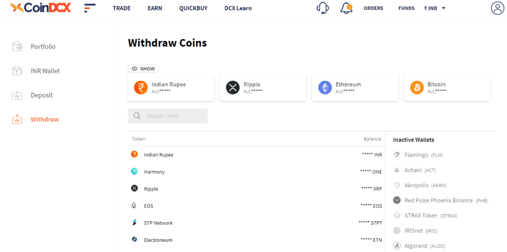 Coindcx Withdraw