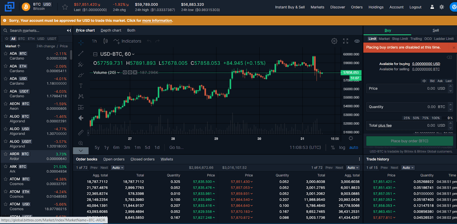 Bittrex Trading Terminal