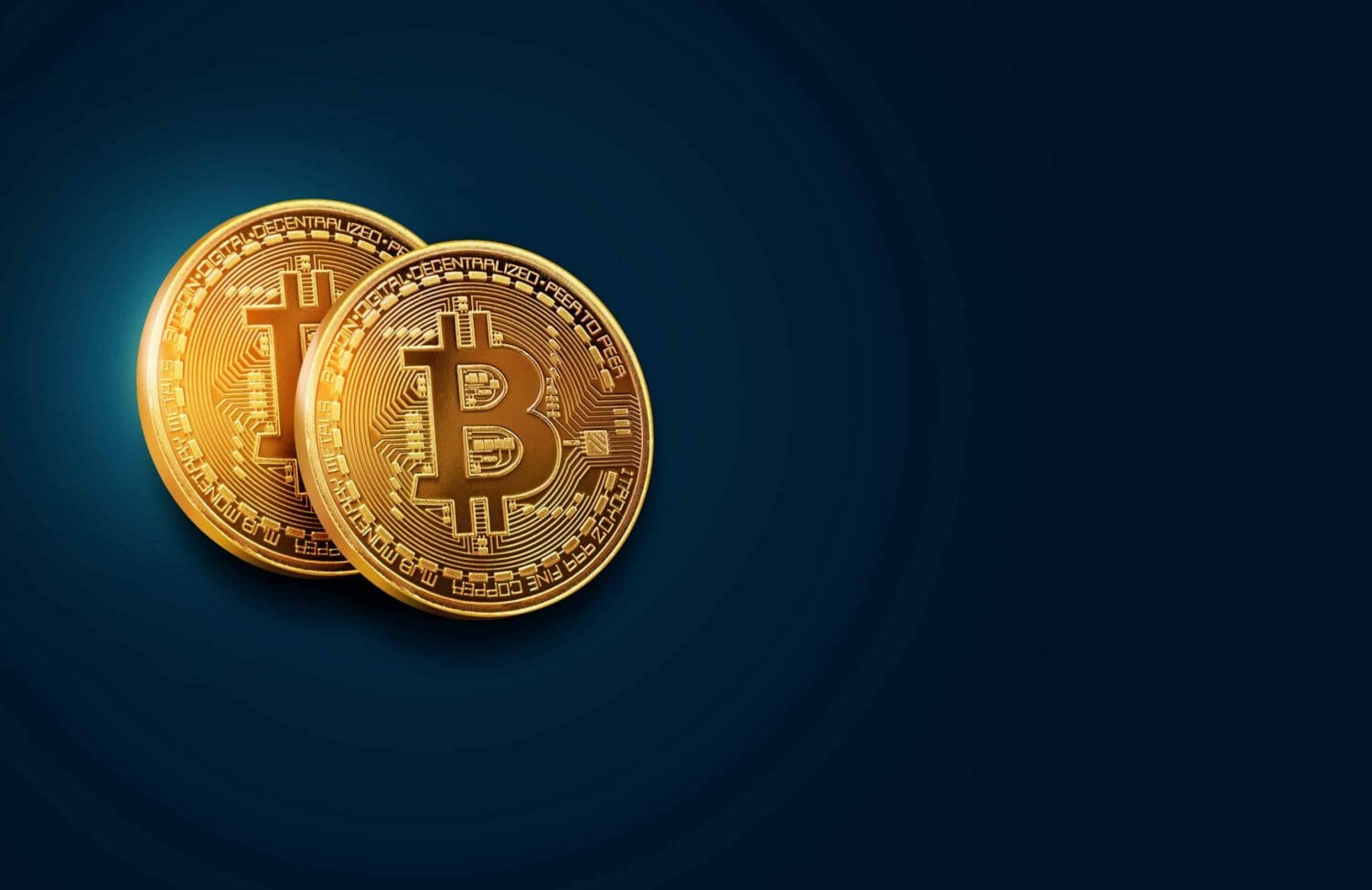 Sometimes Simple Is Better. Check Out This Bitcoin On Blue Cryptocurrency Wallpaper.