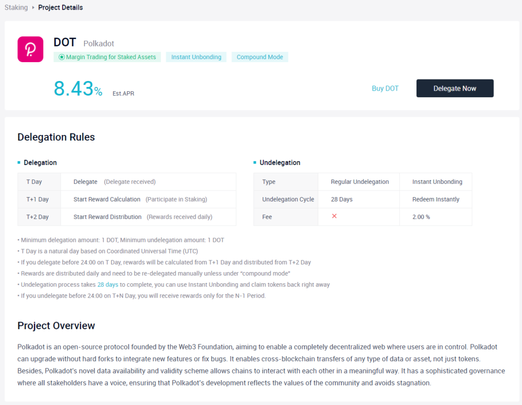 Dot Staking Page