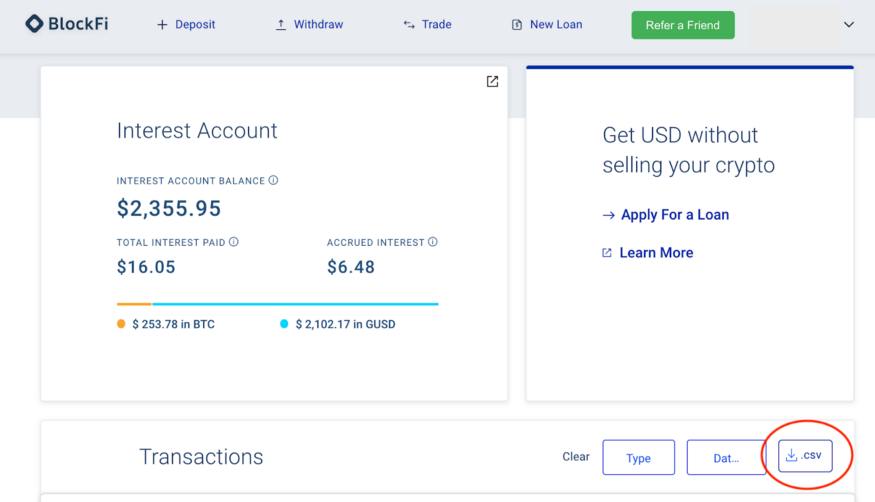 Blockfi Review: Download Your Transactions History