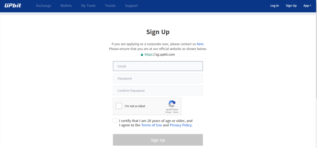 Sign Up On Upbit