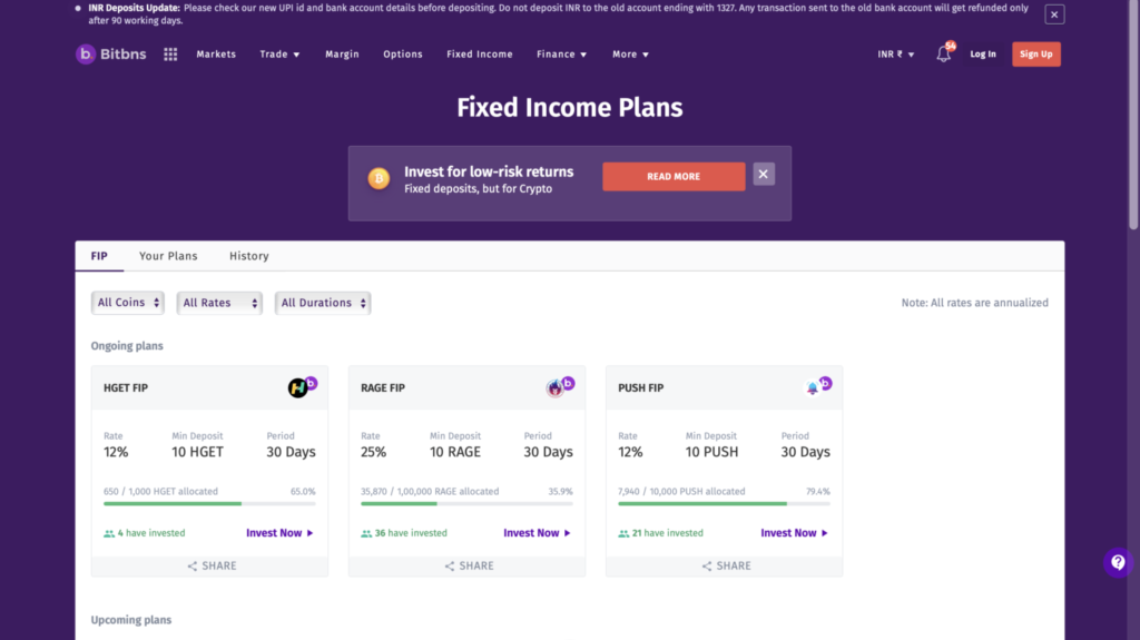 Bitbns Fip : Earn Passive Income In India