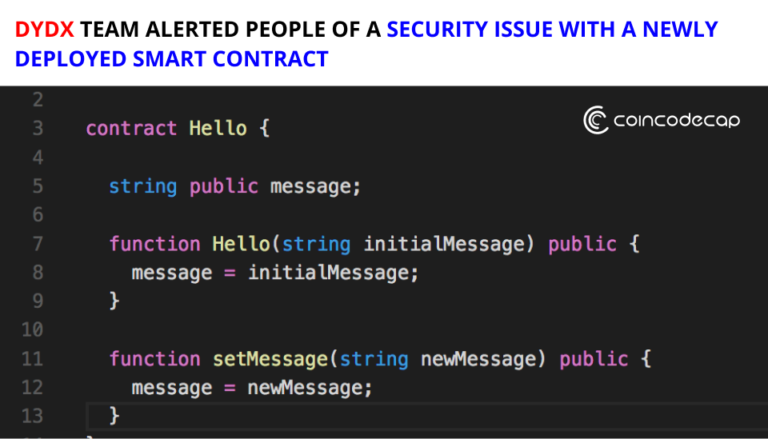 Dydx Team Alerted People Of A Security Issue With A Newly Deployed Smart Contract
