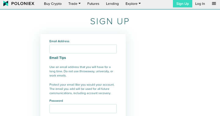 Sign Up At Poloniex