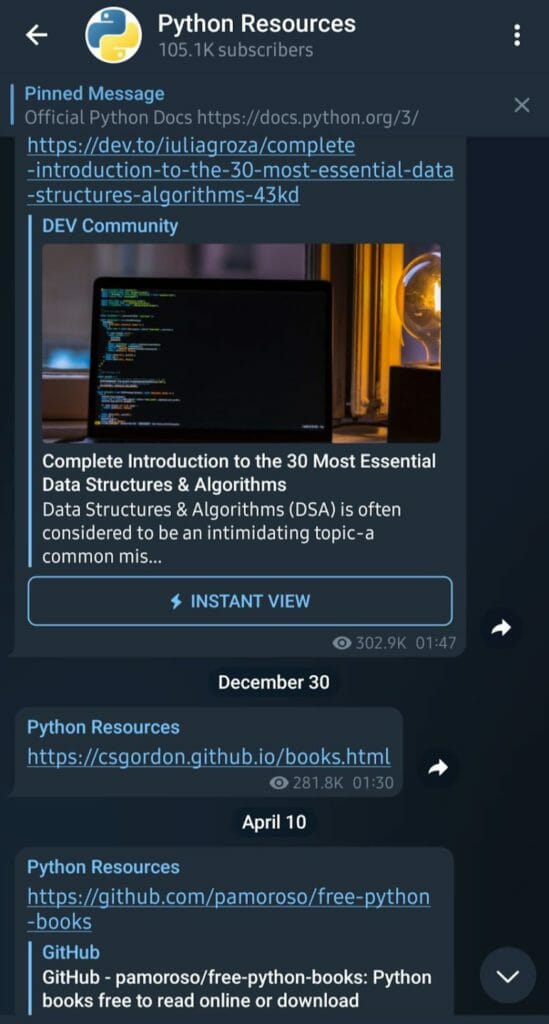 Telegram Channels To Learn Coding : Python Resources 