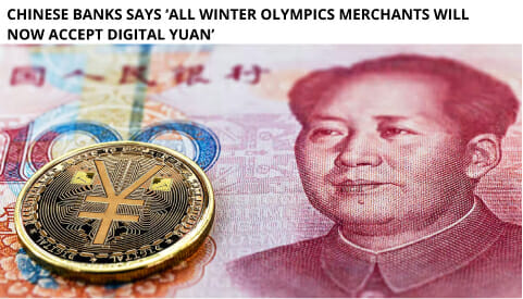 Chinese Banks Says ‘All Winter Olympics Merchants Will Now Accept Digital Yuan’