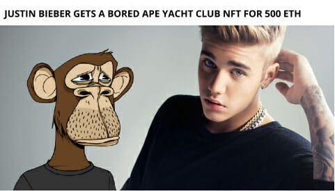 Justin Bieber Gets A Bored Ape Yacht Club Nft For 500 Eth