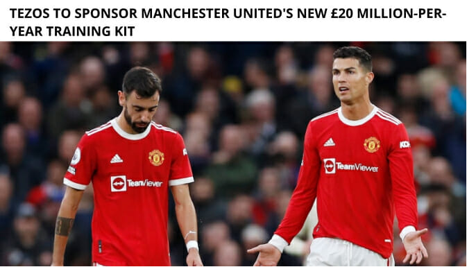 Tezos To Sponsor Manchester United'S New £20 Million-Per-Year Training Kit