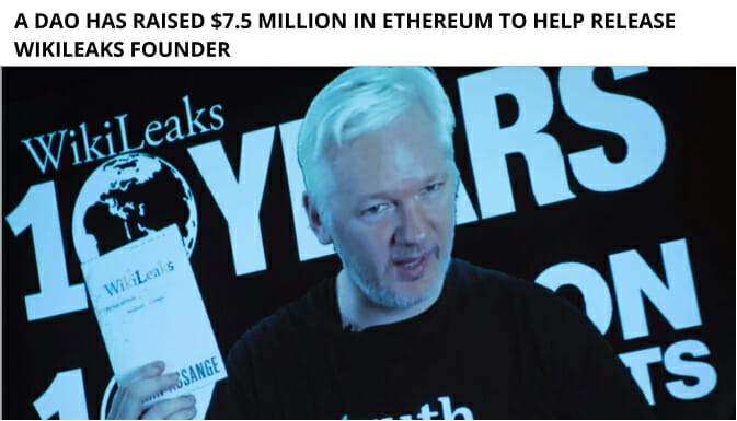 A Dao Raised $7.5 M In Eth To Help Release Wikileaks Founder