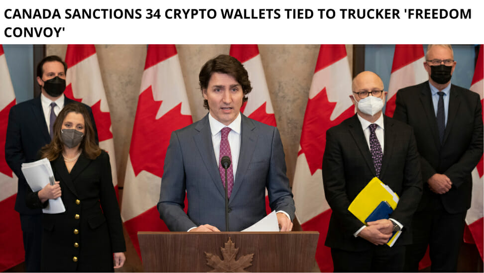 Canada Sanctions 34 Crypto Wallets Tied To Trucker 'Freedom Convoy'