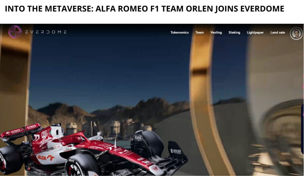 Alfa Romeo F1 Team Orlen Will Make A Huge Step Towards Its Presence In The Metaverse As It Unveils A Partnership With Everdome, The World’s First Hyper-Realistic Metaverse, To Provide A Digital Home For The Future Of Their Community And Fan Engagement.