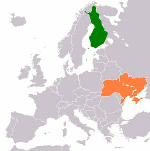 Ukraine In Orange And Finland In Green