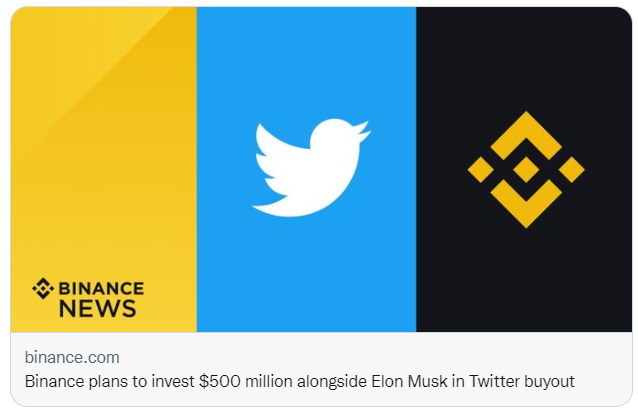 Binance Has Committed $500 Million To Elon Musk'S Buyout Of Twitter.