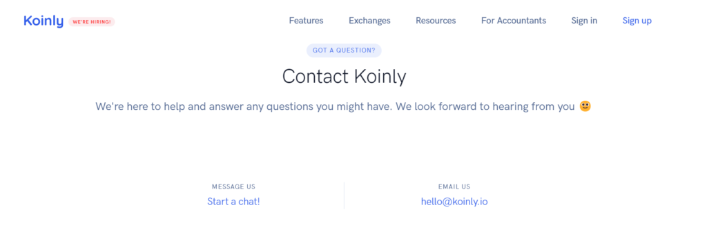 Koinly Customer Support
