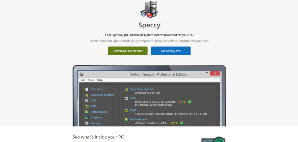 Best PC Benchmark Software - Speccy