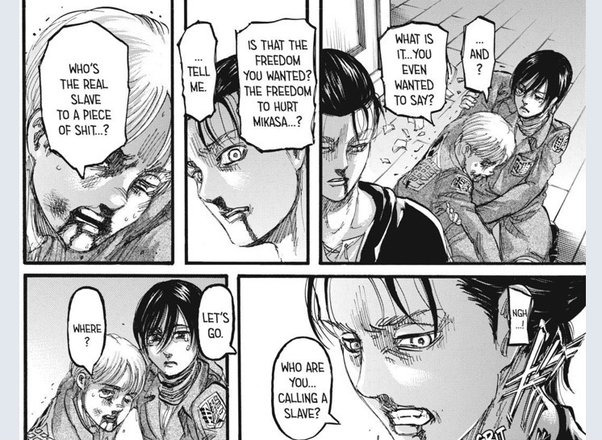 Eren'S Violent Confrontation With Mikasa (Manga Chapter 112):