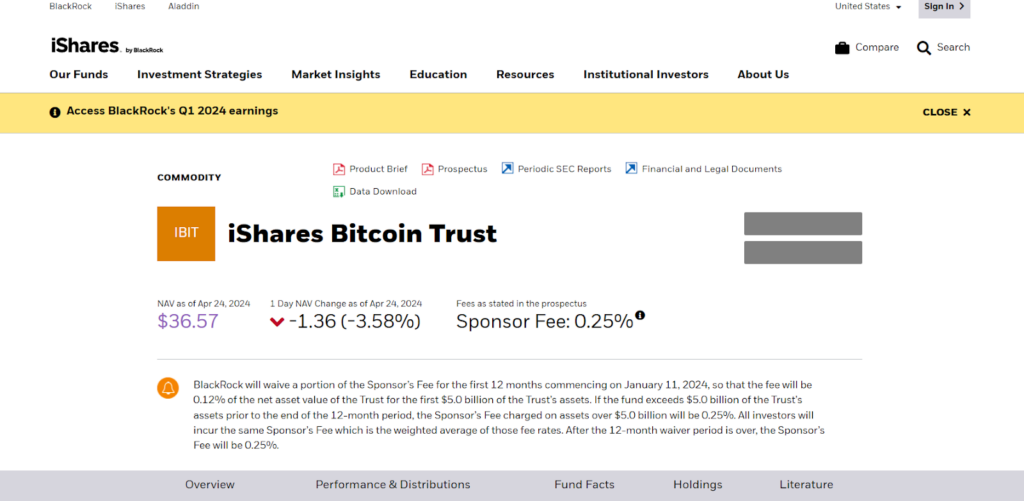 Ishares Bitcoin Trust Etf (Ibit)