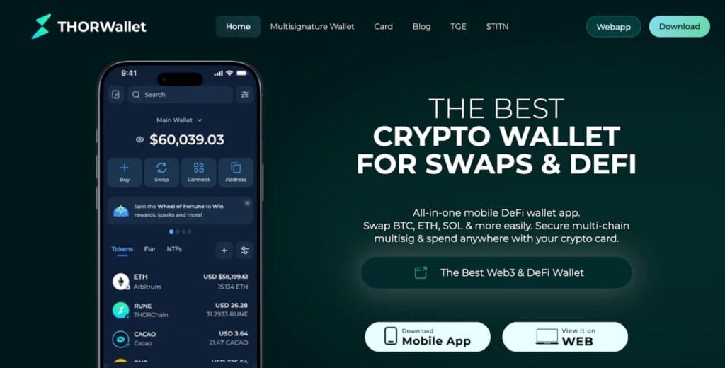 Screenshot Of Thorwallet Crypto Card Review