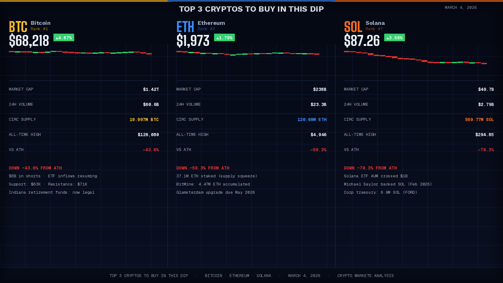 Crypto News 6 Top 3 Cryptos To Buy In This Dip — Btc, Eth &Amp; Sol