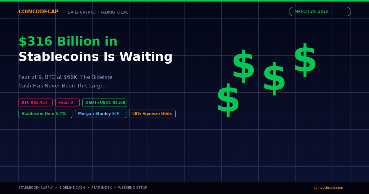 Crypto News 6 $316B Stablecoins Waiting While Btc Sits At $66K | Fear At 9 | March 29