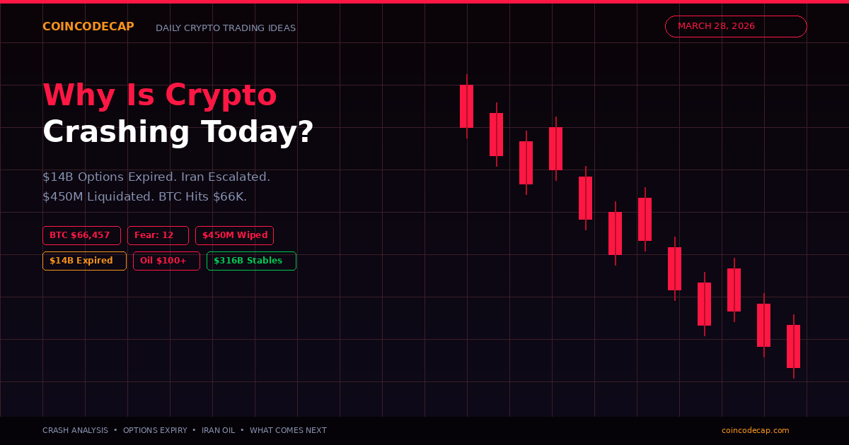 Why Is Crypto Crashing? Btc Drops To $66K — Options, Iran, Fed | March 28