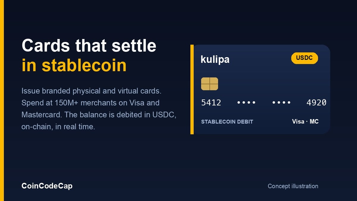 Kulipa Stablecoin Debit Card Concept Showing Usdc Settlement On Visa And Mastercard