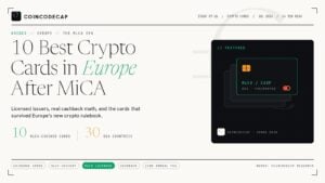Best Crypto Cards In Europe After Mica - Coincodecap Editorial Cover