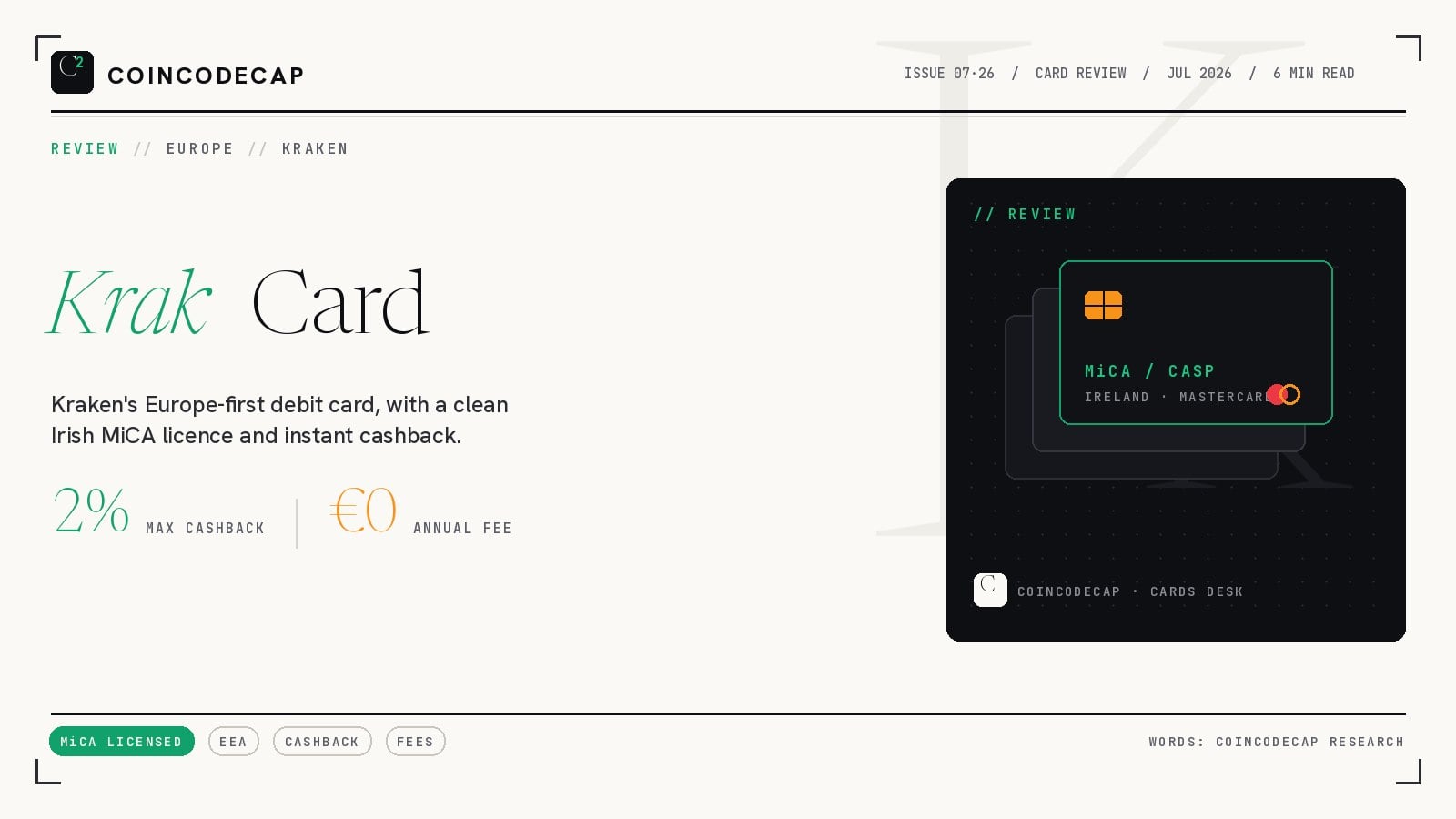 Krak Card Review: Kraken'S Mica-Licensed Eu Card 2 Krak Card Review By Coincodecap - Kraken Mica-Licensed Eu Debit Card