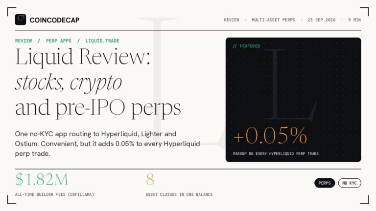 Liquid Review Cover: Crypto, Stock And Pre-Ipo Perps App, 0.05% Markup On Hyperliquid Trades